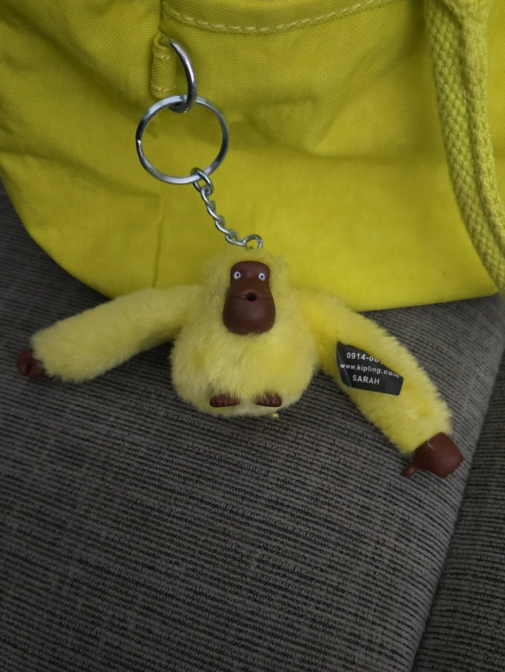 Kipling Yellow Satchel with Monkey Keychain